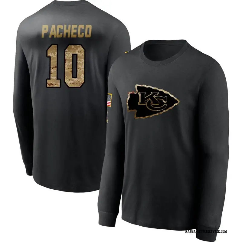 Men's Kansas City Chiefs ＃10 Isiah Pacheco Black 2020 Salute To Service Sideline Performance Long Sleeve T-Shirt