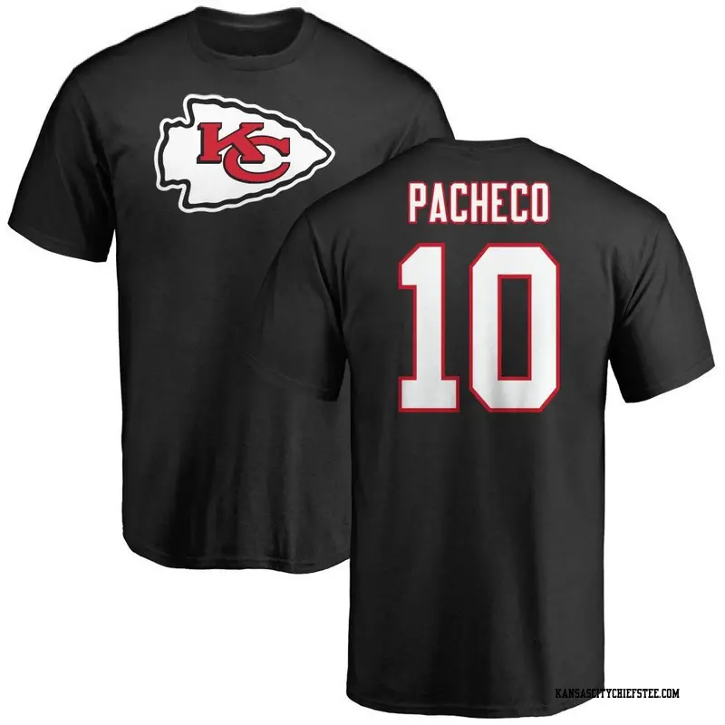 Men's Kansas City Chiefs ＃10 Isiah Pacheco Black Name & Number Logo T-Shirt