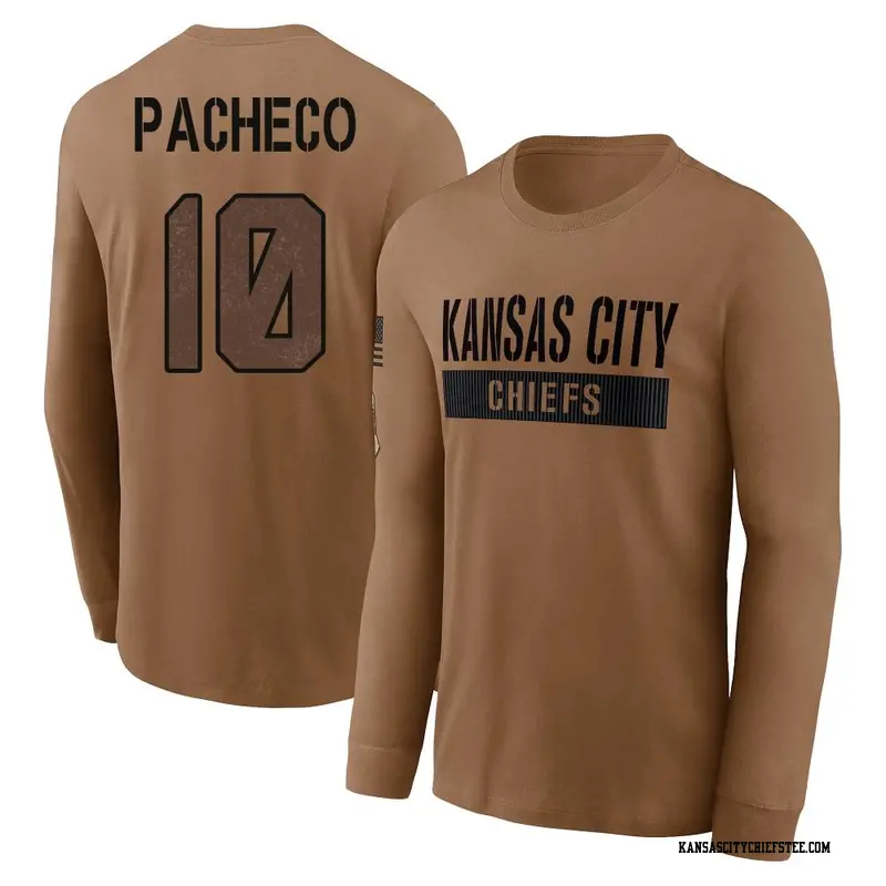 Men's Kansas City Chiefs ＃10 Isiah Pacheco Brown 2023 Salute To Service Long Sleeve T-Shirt