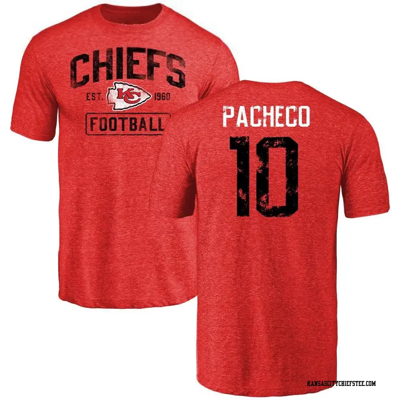 Men's Kansas City Chiefs ＃10 Isiah Pacheco Red Distressed Name & Number T-Shirt