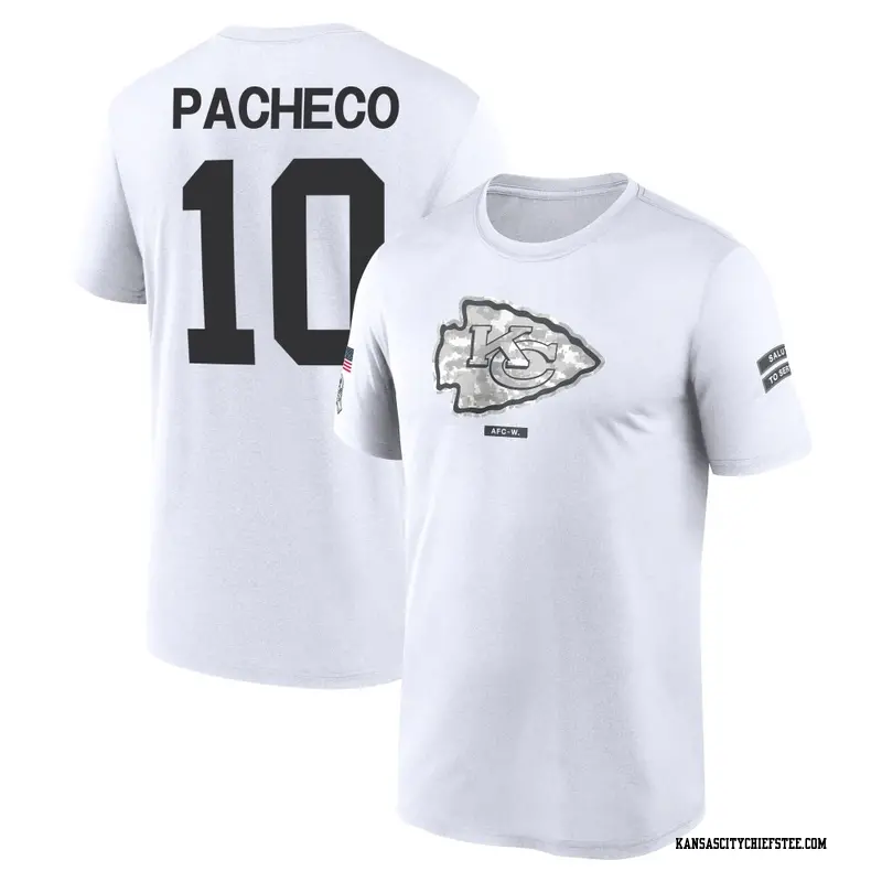 Men's Kansas City Chiefs ＃10 Isiah Pacheco White 2024 Salute to Service Performance T-Shirt