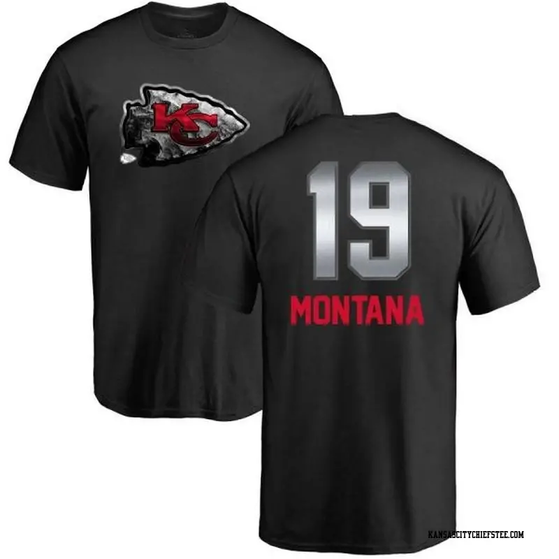 Men's Kansas City Chiefs ＃19 Joe Montana Black Midnight Mascot T-Shirt