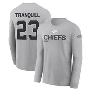 Men's Kansas City Chiefs ＃23 Drue Tranquill Gray 2024 Salute to Service Long Sleeve T-Shirt