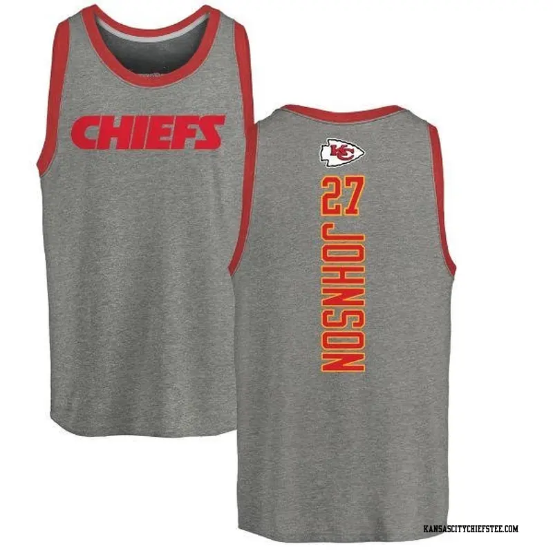 Men's Kansas City Chiefs ＃27 Larry Johnson Ash Backer Tank Top