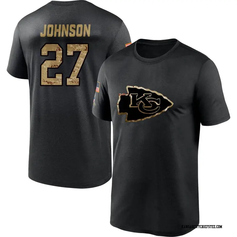 Men's Kansas City Chiefs ＃27 Larry Johnson Black 2020 Salute To Service Performance T-Shirt