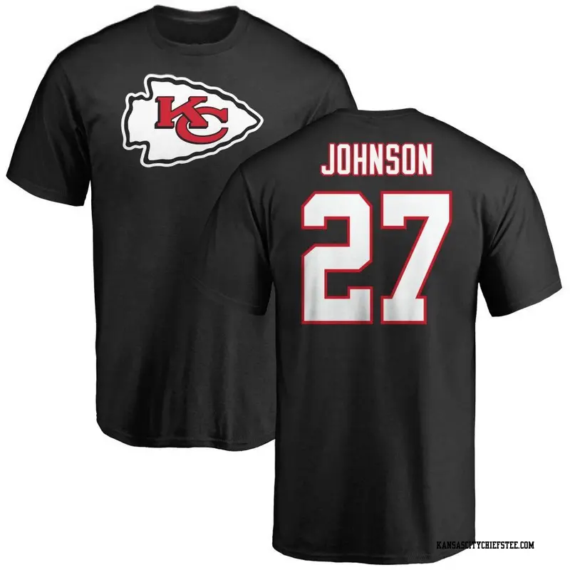 Men's Kansas City Chiefs ＃27 Larry Johnson Black Name & Number Logo T-Shirt