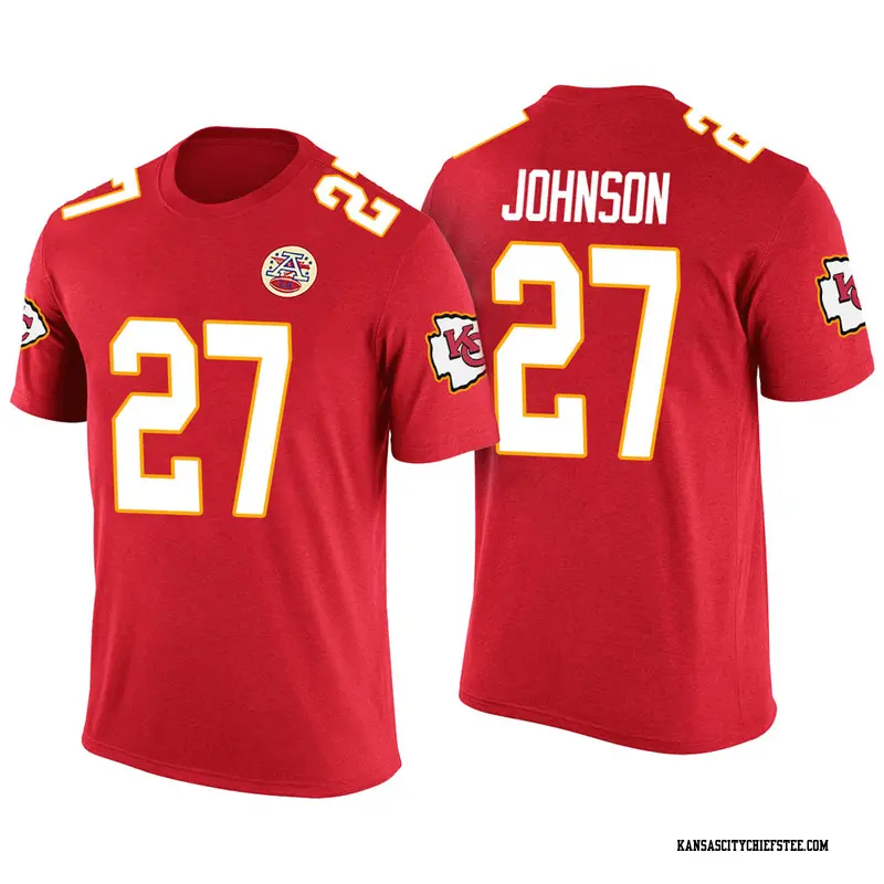 Men's Kansas City Chiefs ＃27 Larry Johnson Red Color Rush T-Shirt