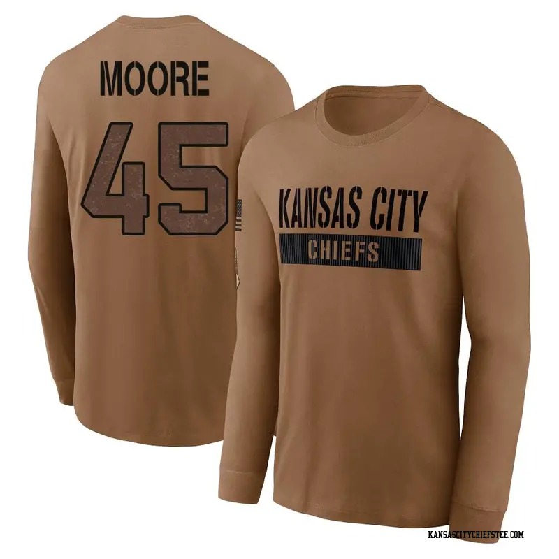 Men's Kansas City Chiefs ＃45 Isaiah Moore Brown 2023 Salute To Service Long Sleeve T-Shirt