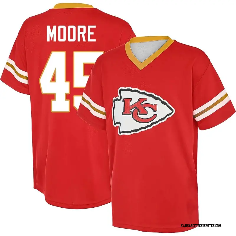 Men's Kansas City Chiefs ＃45 Isaiah Moore Red Name & Number Game Day V-Neck T-Shirt