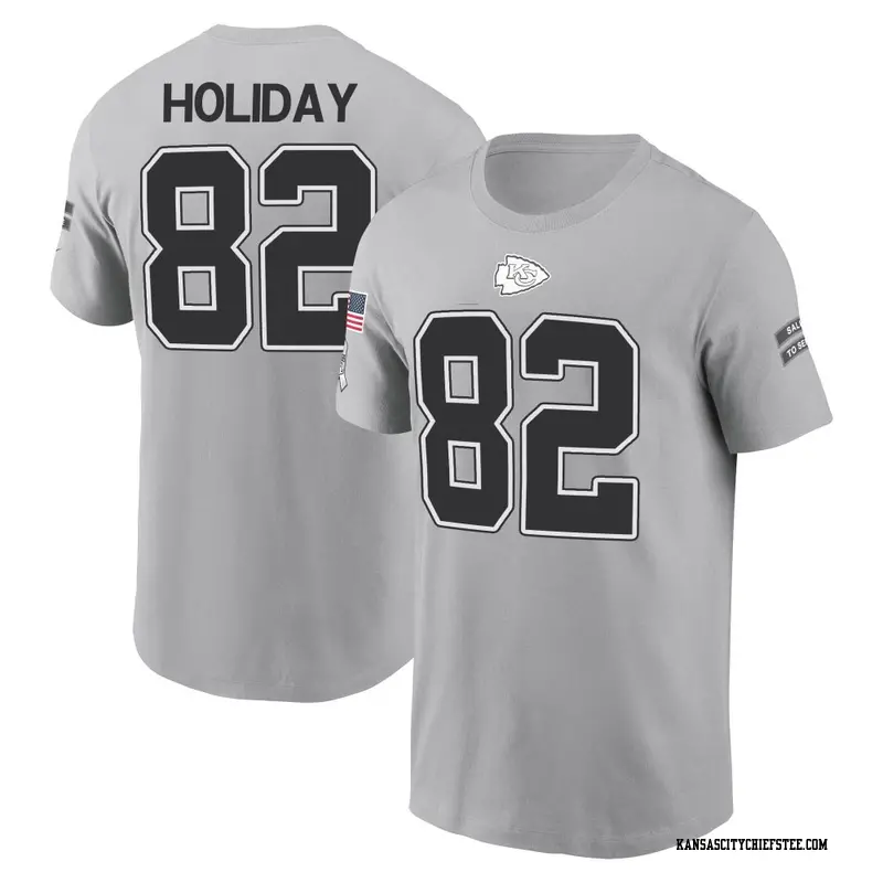 Men's Kansas City Chiefs ＃82 Jimmy Holiday Gray 2024 Salute to Service Name & Number T-Shirt