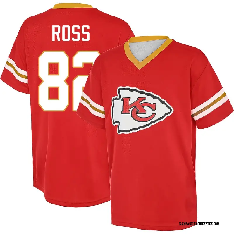 Men's Kansas City Chiefs ＃82 Justyn Ross Red Name & Number Game Day V-Neck T-Shirt