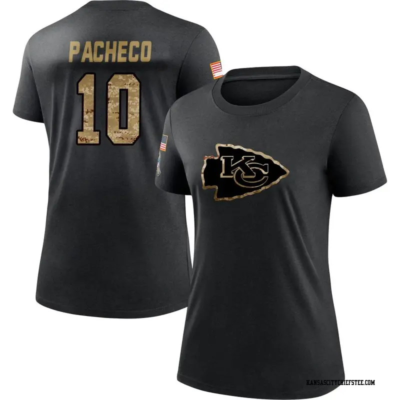 Women's Kansas City Chiefs ＃10 Isiah Pacheco Black 2020 Salute To Service Performance T-Shirt