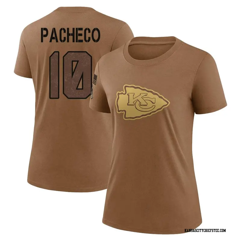 Women's Kansas City Chiefs ＃10 Isiah Pacheco Brown 2023 Salute To Service Performance T-Shirt