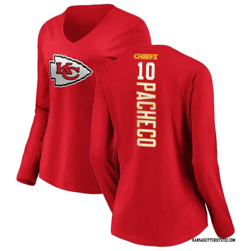 Women's Kansas City Chiefs ＃10 Isiah Pacheco Red Backer Slim Fit Long Sleeve T-Shirt