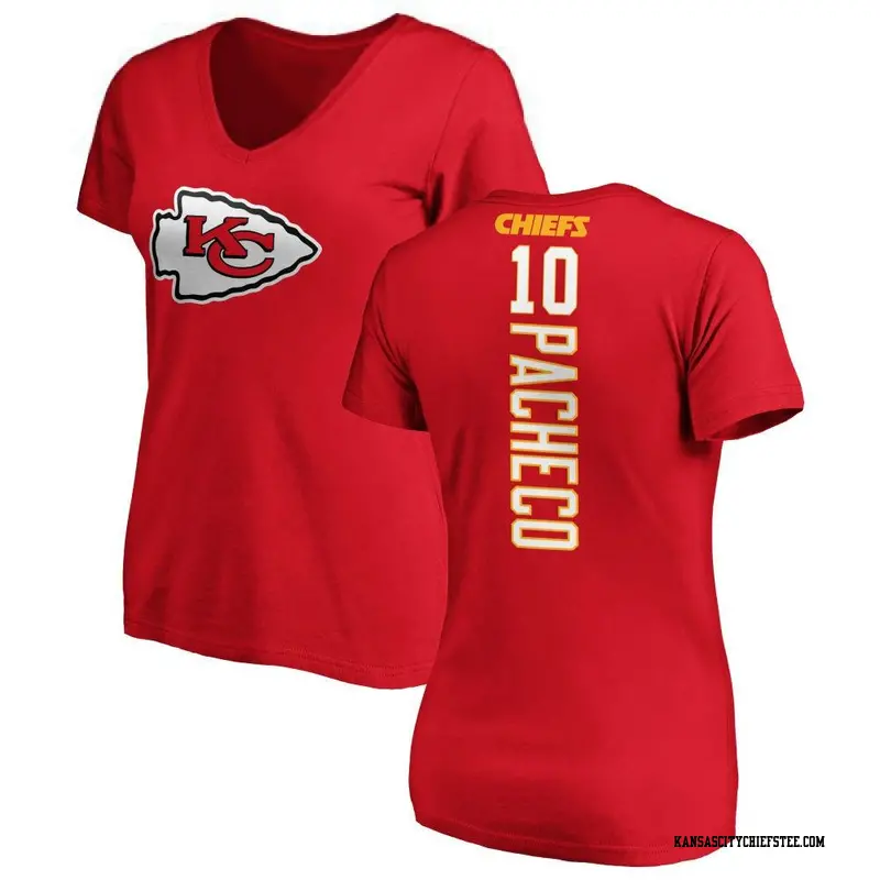 Women's Kansas City Chiefs ＃10 Isiah Pacheco Red Backer Slim Fit T-Shirt