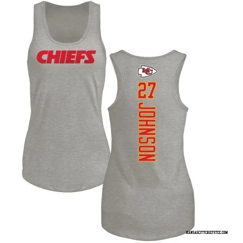 Women's Kansas City Chiefs ＃27 Larry Johnson Ash Backer Tank Top