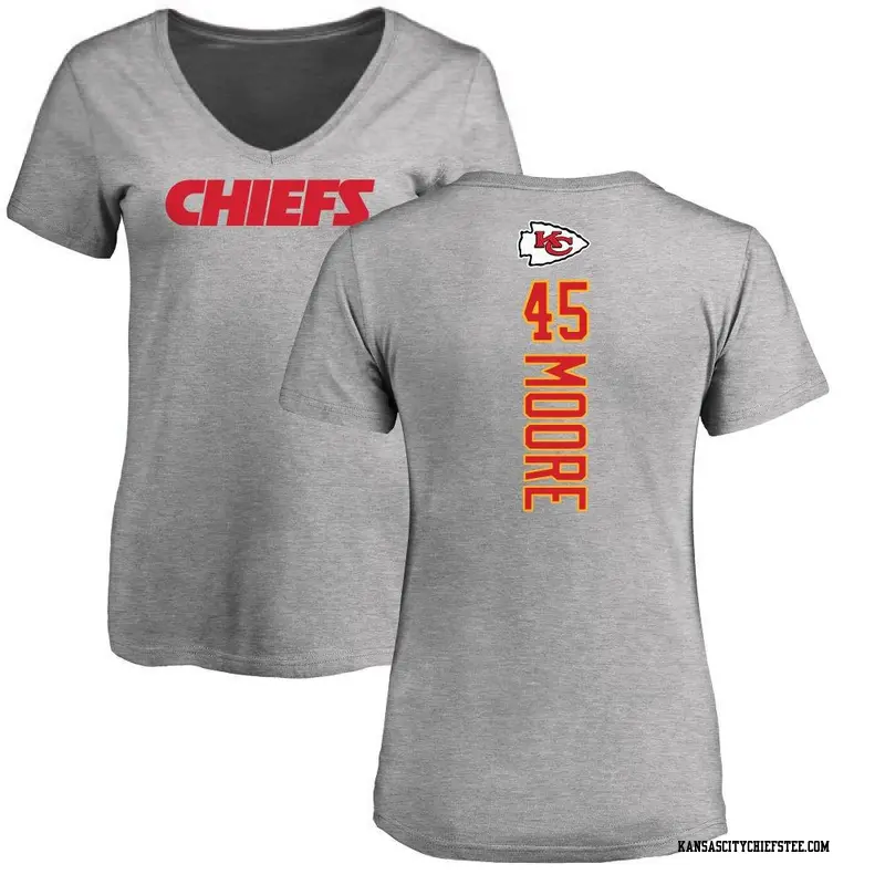 Women's Kansas City Chiefs ＃45 Isaiah Moore Ash Backer V-Neck T-Shirt