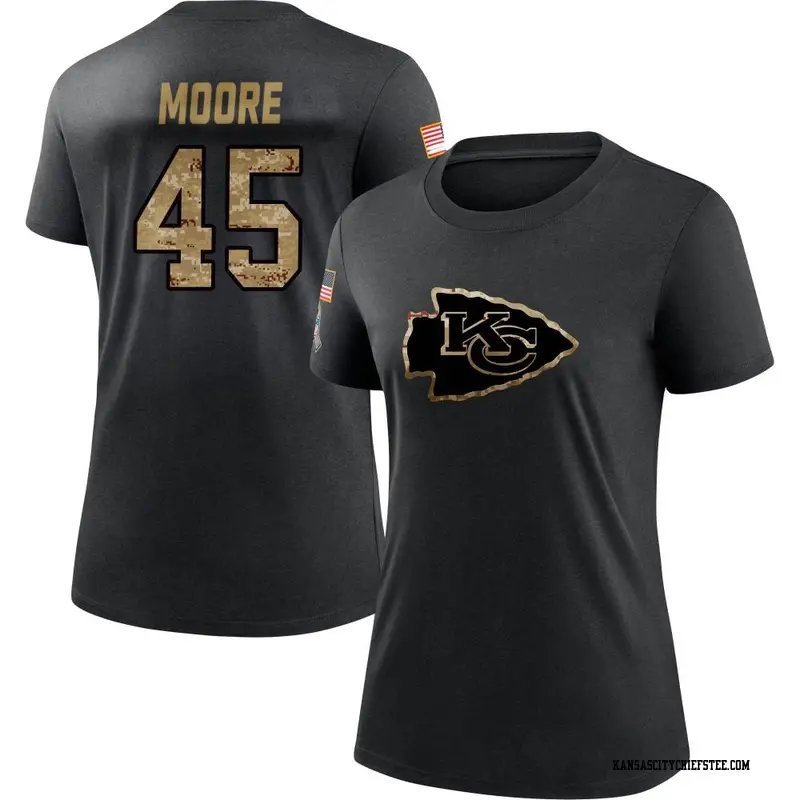 Women's Kansas City Chiefs ＃45 Isaiah Moore Black 2020 Salute To Service Performance T-Shirt