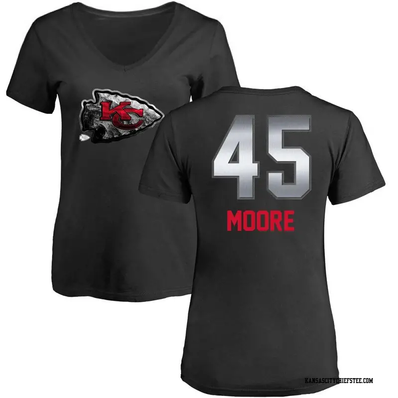 Women's Kansas City Chiefs ＃45 Isaiah Moore Black Midnight Mascot T-Shirt
