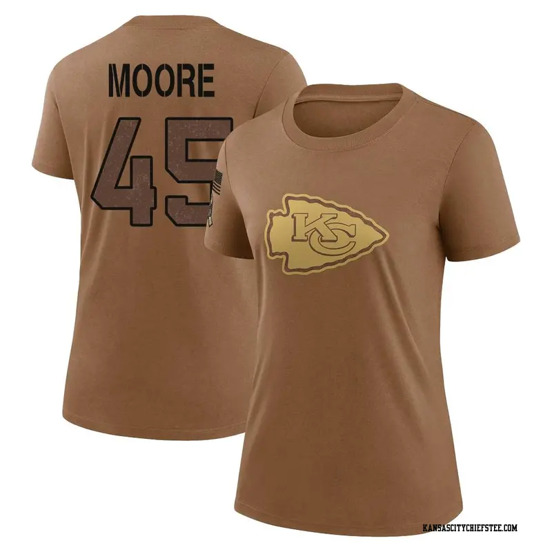 Women's Kansas City Chiefs ＃45 Isaiah Moore Brown 2023 Salute To Service Performance T-Shirt