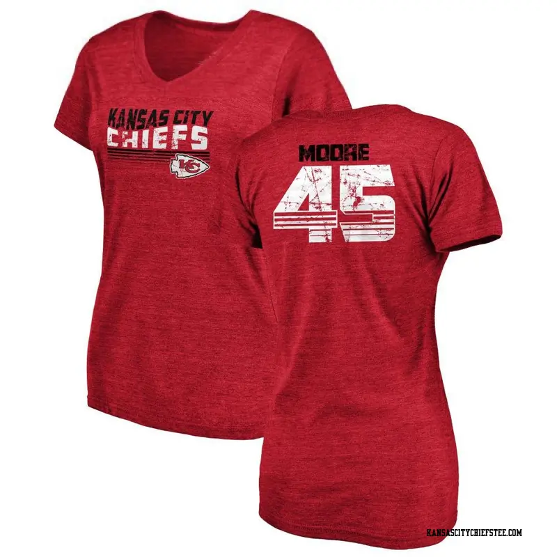 Women's Kansas City Chiefs ＃45 Isaiah Moore Red Retro V-Neck T-Shirt