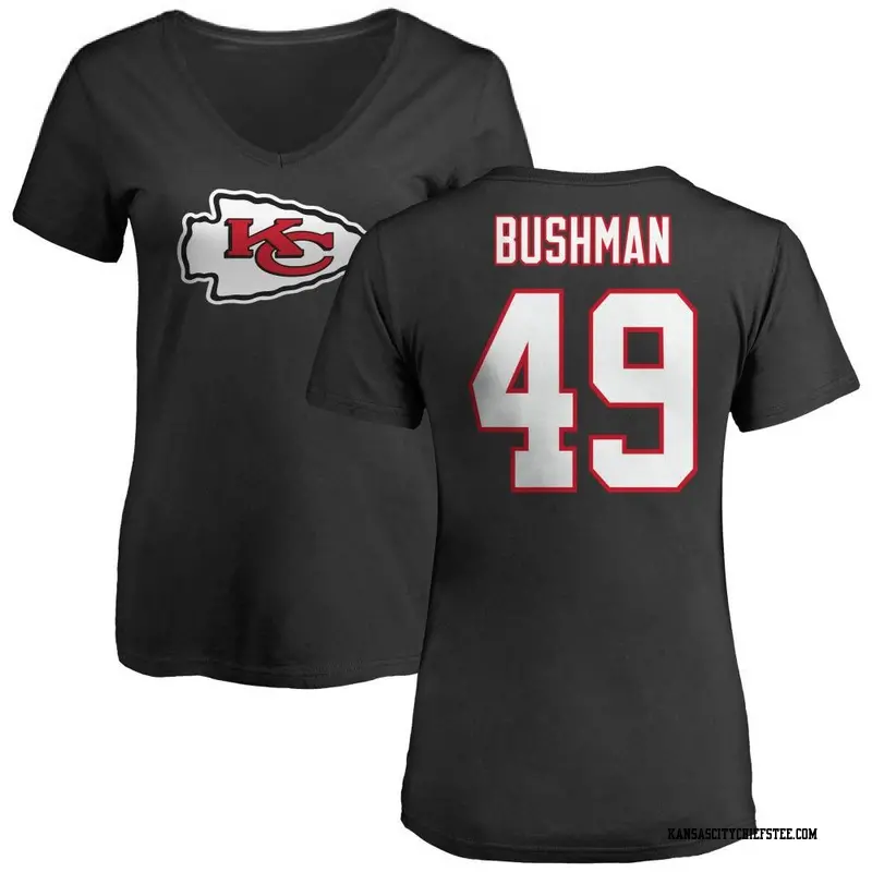 Women's Kansas City Chiefs ＃49 Matt Bushman Black Name & Number Logo Slim Fit T-Shirt