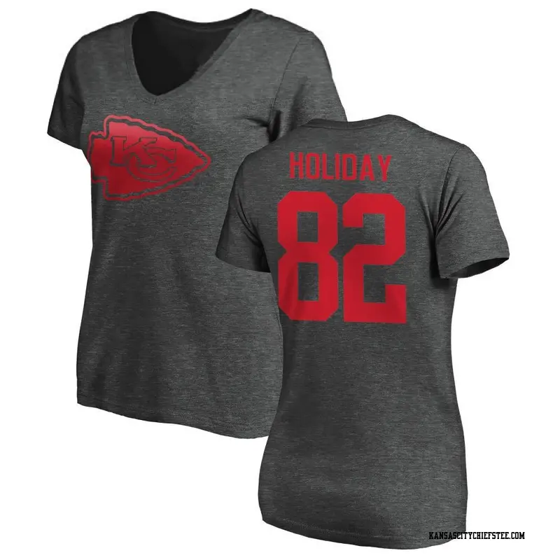 Women's Kansas City Chiefs ＃82 Jimmy Holiday Ash One Color T-Shirt