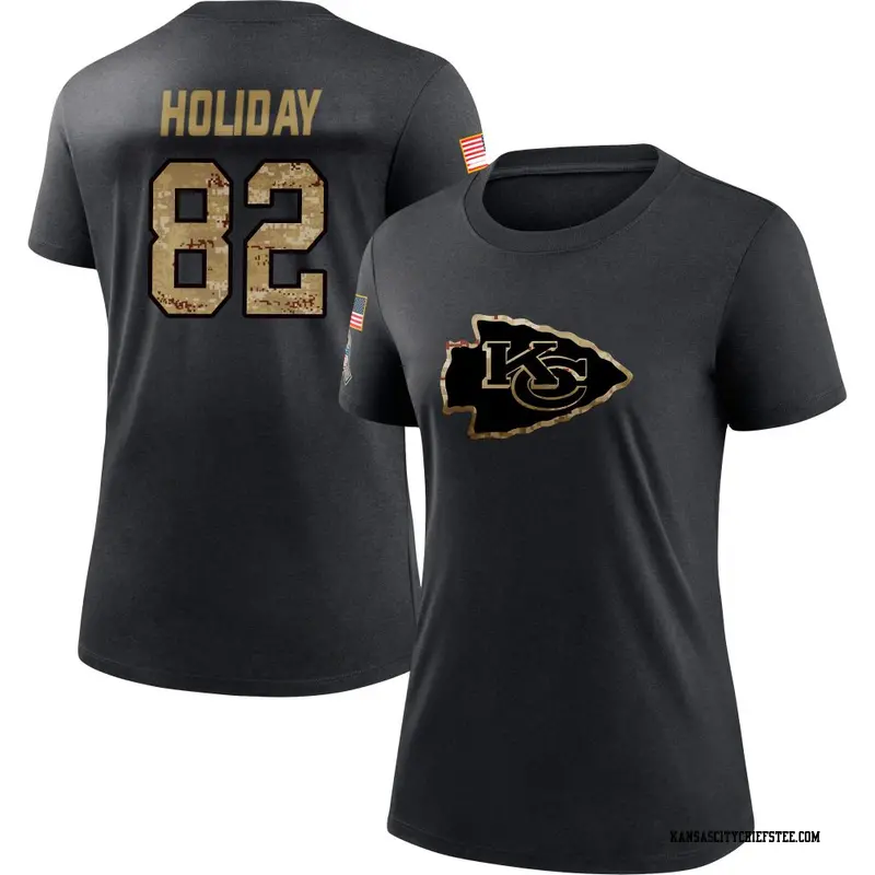 Women's Kansas City Chiefs ＃82 Jimmy Holiday Black 2020 Salute To Service Performance T-Shirt