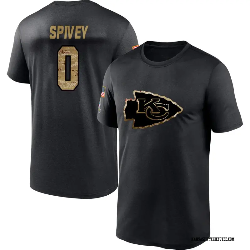 Youth Kansas City Chiefs ＃0 Geor'Quarius Spivey Black 2020 Salute To Service Performance T-Shirt