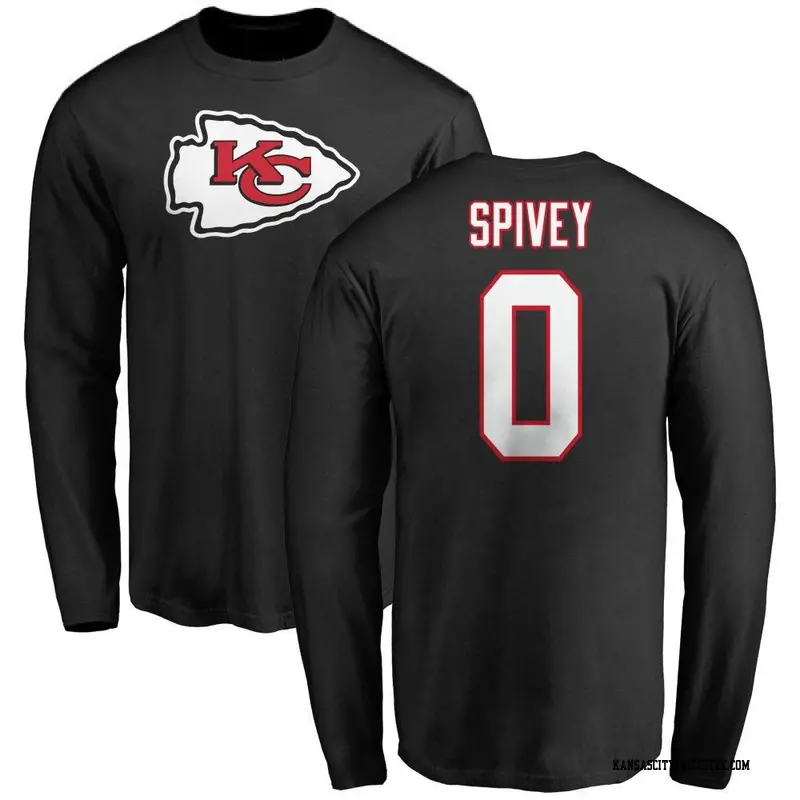 Youth Kansas City Chiefs ＃0 Geor'Quarius Spivey Black Name & Number Logo Long Sleeve T-Shirt