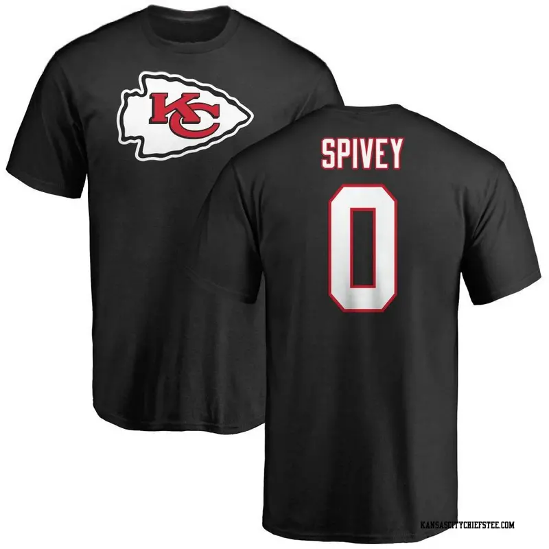 Youth Kansas City Chiefs ＃0 Geor'Quarius Spivey Black Name & Number Logo T-Shirt