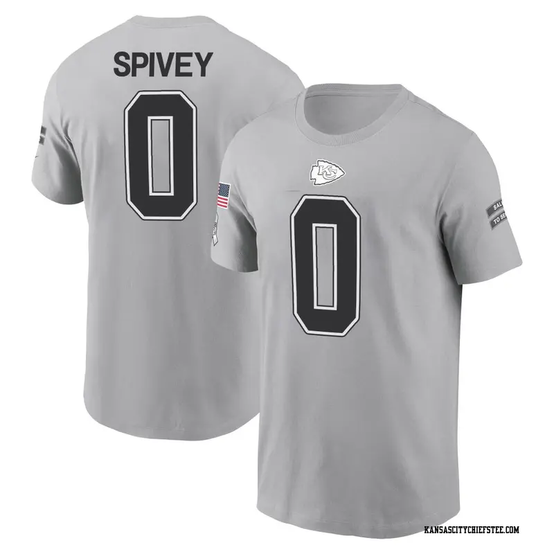 Youth Kansas City Chiefs ＃0 Geor'Quarius Spivey Gray 2024 Salute to Service Name & Number T-Shirt