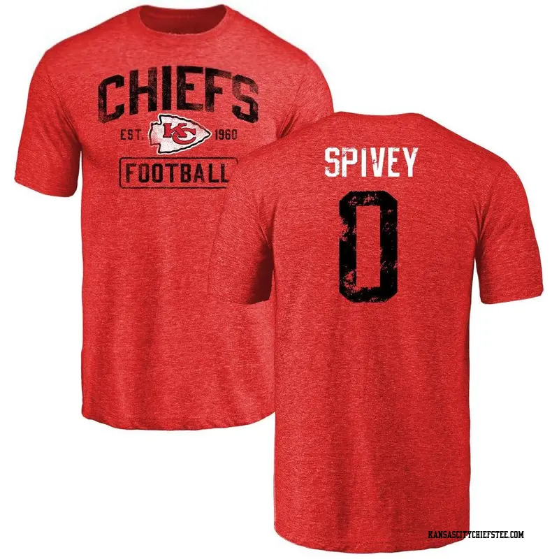 Youth Kansas City Chiefs ＃0 Geor'Quarius Spivey Red Distressed Name & Number T-Shirt