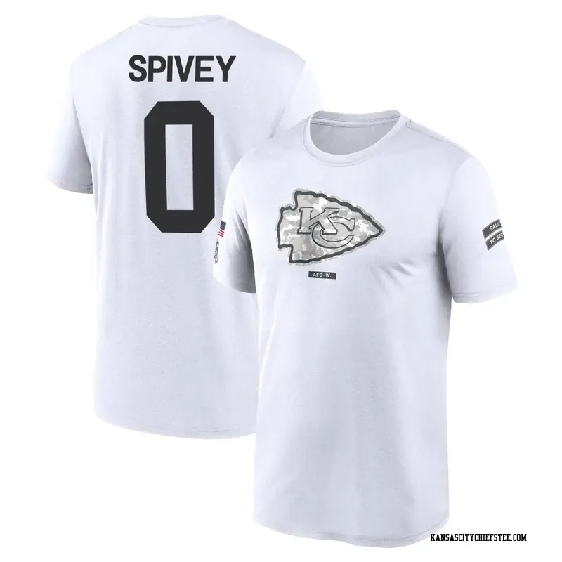 Youth Kansas City Chiefs ＃0 Geor'Quarius Spivey White 2024 Salute to Service Performance T-Shirt