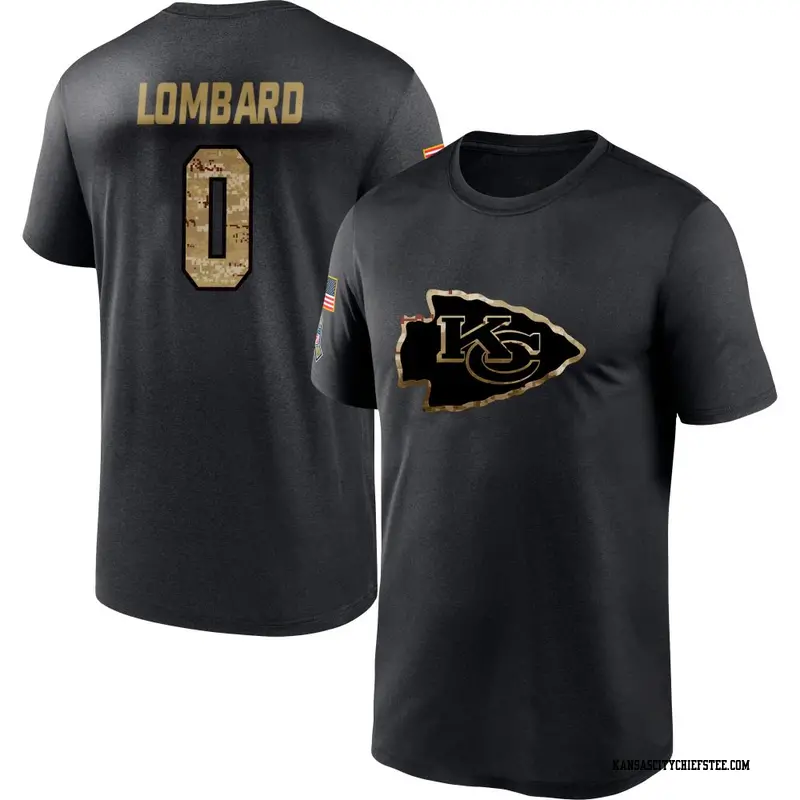 Youth Kansas City Chiefs ＃0 Joey Lombard Black 2020 Salute To Service Performance T-Shirt