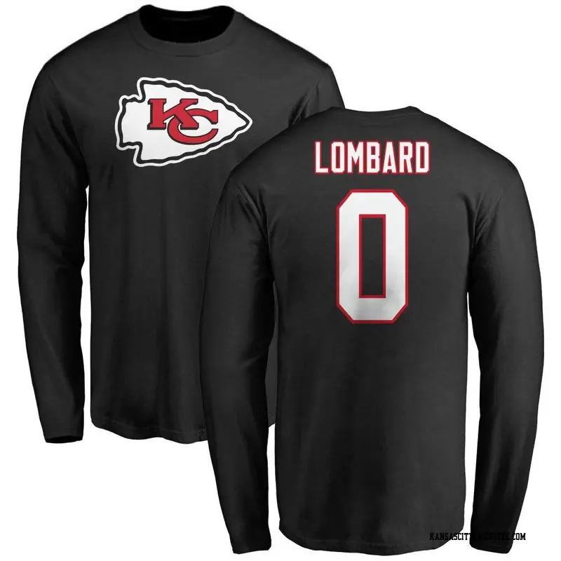 Youth Kansas City Chiefs ＃0 Joey Lombard Black Name & Number Logo Long Sleeve T-Shirt