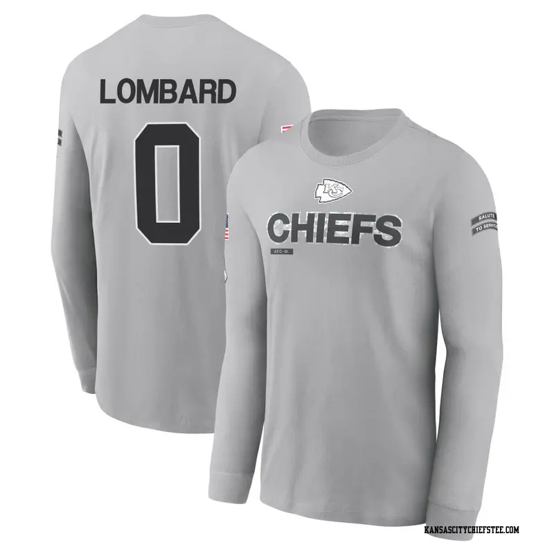 Youth Kansas City Chiefs ＃0 Joey Lombard Gray 2024 Salute to Service Long Sleeve T-Shirt