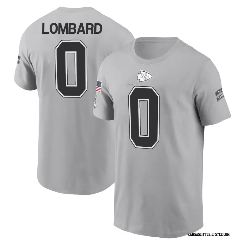 Youth Kansas City Chiefs ＃0 Joey Lombard Gray 2024 Salute to Service Name & Number T-Shirt