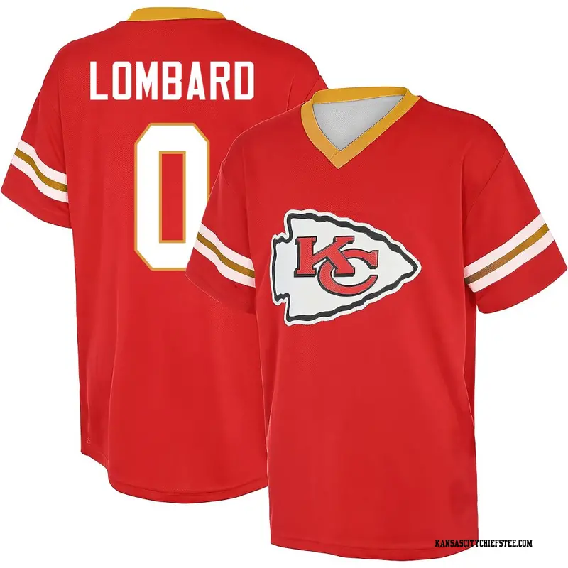 Youth Kansas City Chiefs ＃0 Joey Lombard Red Name & Number Game Day V-Neck T-Shirt