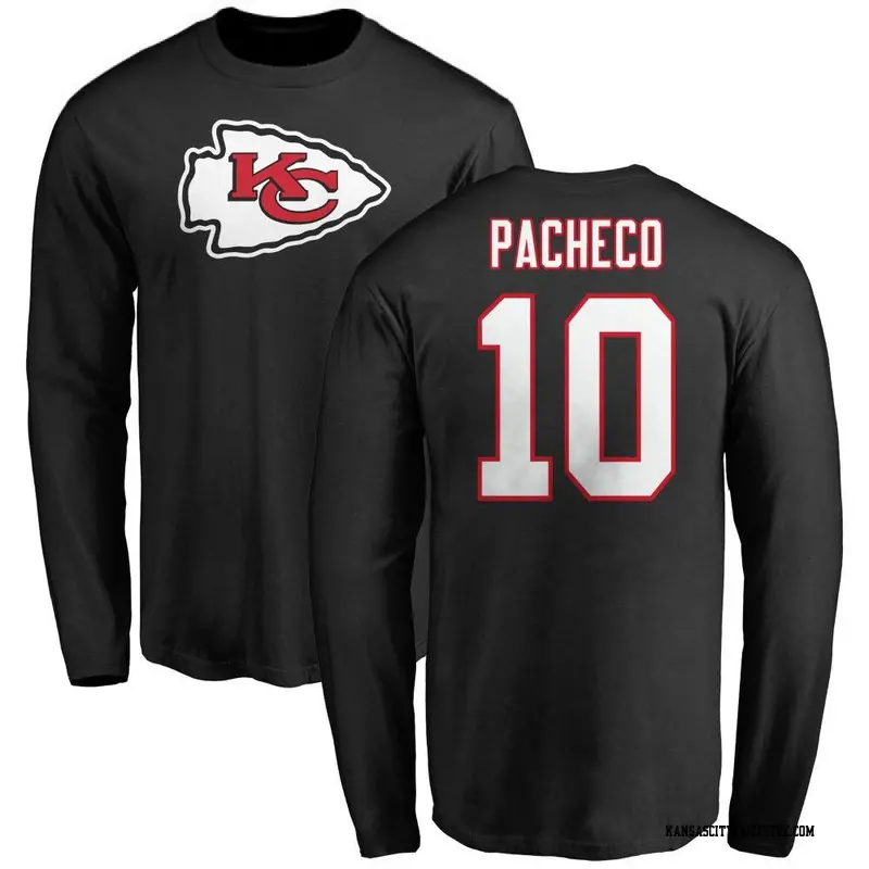 Youth Kansas City Chiefs ＃10 Isiah Pacheco Black Name & Number Logo Long Sleeve T-Shirt