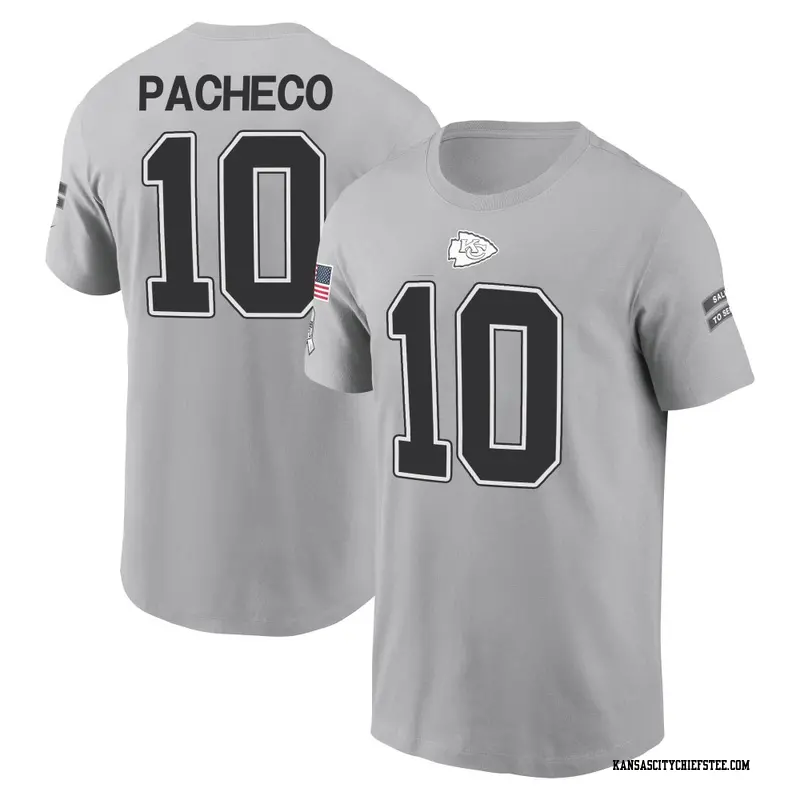 Youth Kansas City Chiefs ＃10 Isiah Pacheco Gray 2024 Salute to Service Name & Number T-Shirt