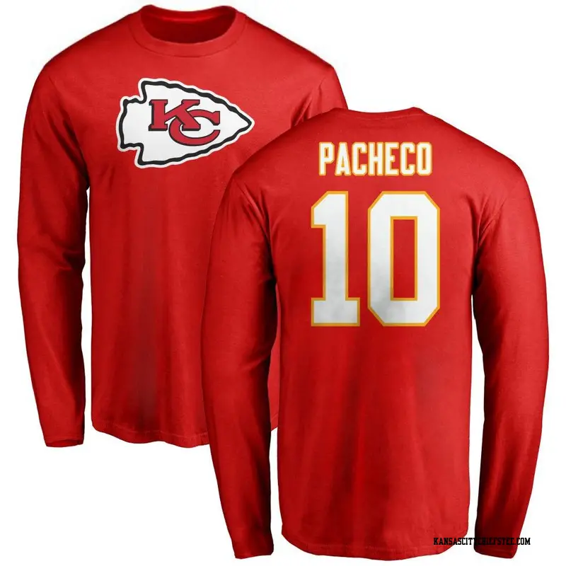 Youth Kansas City Chiefs ＃10 Isiah Pacheco Red Name & Number Logo Long Sleeve T-Shirt