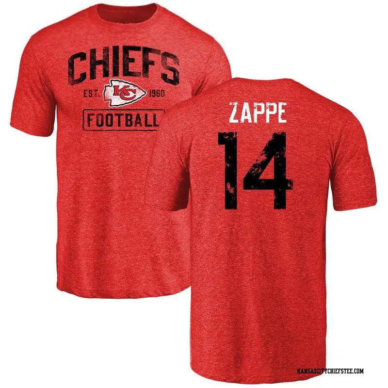 Youth Kansas City Chiefs ＃14 Bailey Zappe Red Distressed Name & Number T-Shirt