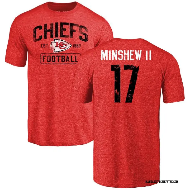Youth Kansas City Chiefs ＃17 Gardner Minshew Red Distressed Name & Number T-Shirt