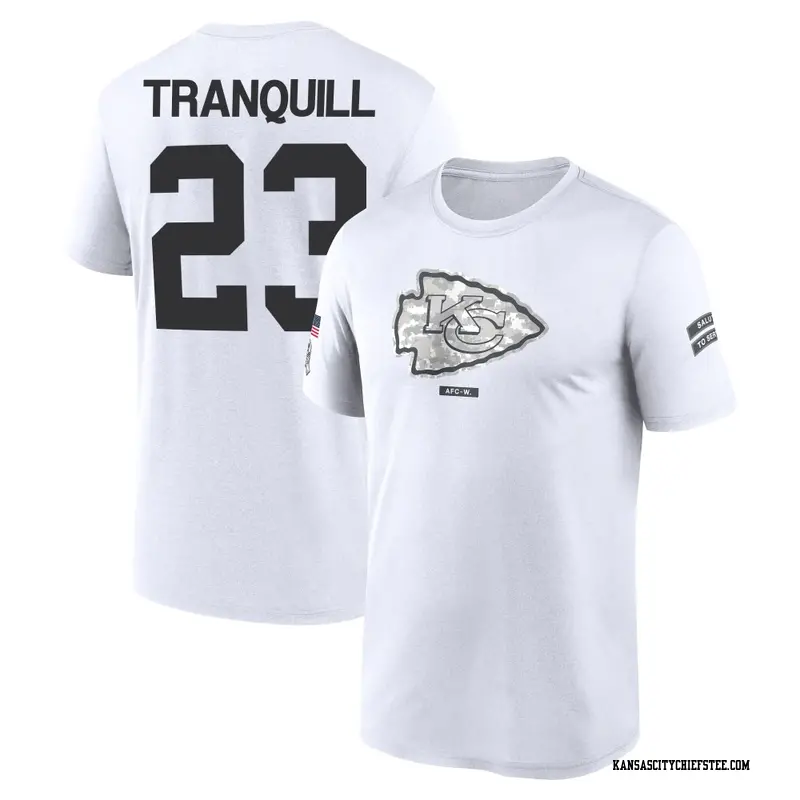 Youth Kansas City Chiefs ＃23 Drue Tranquill White 2024 Salute to Service Performance T-Shirt