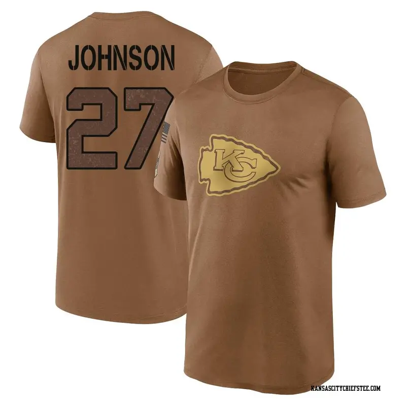 Youth Kansas City Chiefs ＃27 Larry Johnson Brown 2023 Salute To Service Performance T-Shirt