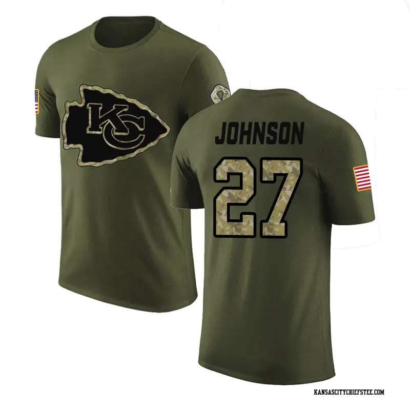Youth Kansas City Chiefs ＃27 Larry Johnson Olive Salute to Service T-Shirt