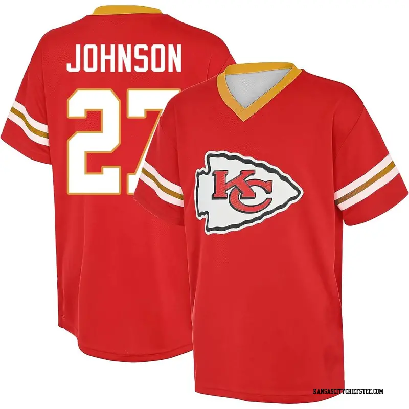 Youth Kansas City Chiefs ＃27 Larry Johnson Red Name & Number Game Day V-Neck T-Shirt