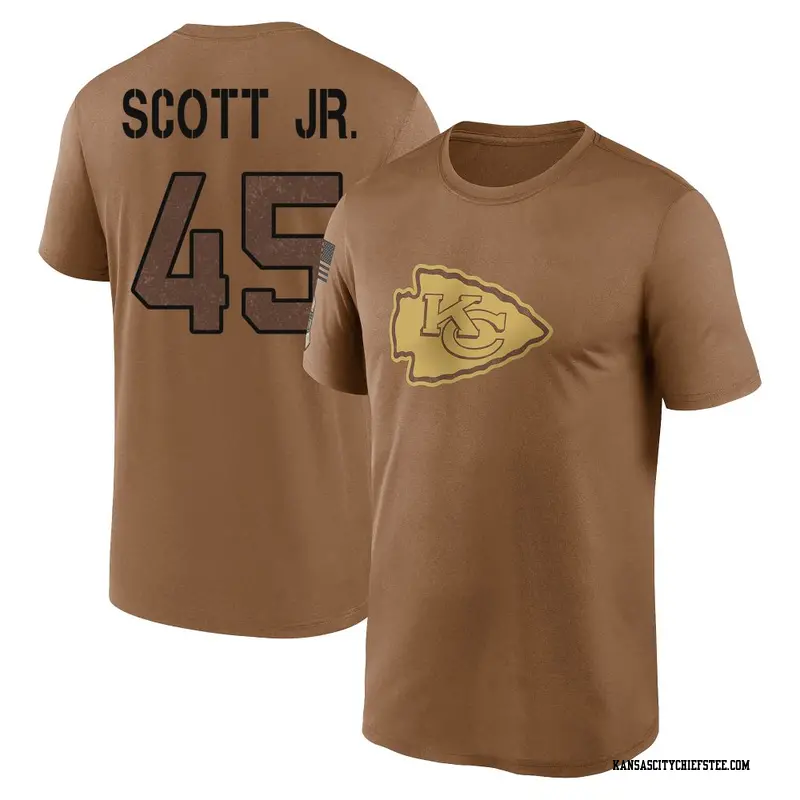 Youth Kansas City Chiefs ＃45 Eric Scott Jr. Brown 2023 Salute To Service Performance T-Shirt