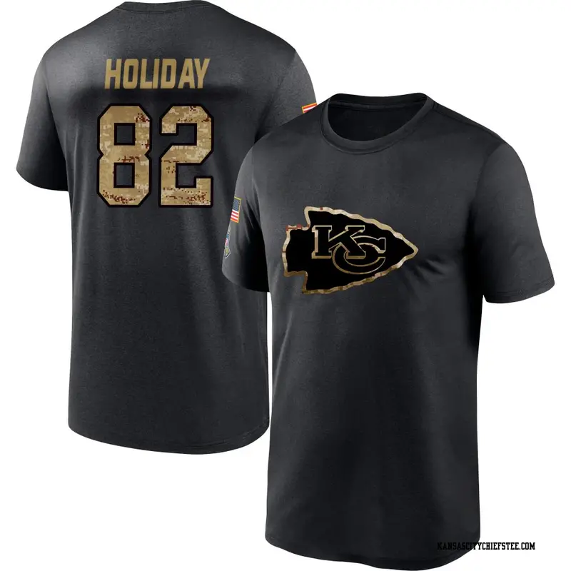 Youth Kansas City Chiefs ＃82 Jimmy Holiday Black 2020 Salute To Service Performance T-Shirt
